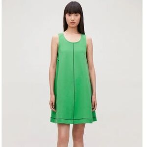 COS Mini Dress With Coverstitched Seams Apple Green Blokettecore Sz S Oversized